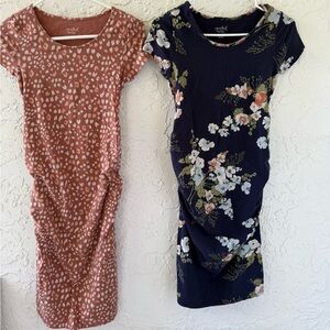 Isabel Maternity by Ingrid & Isabel Brown and Navy Midi Dresses